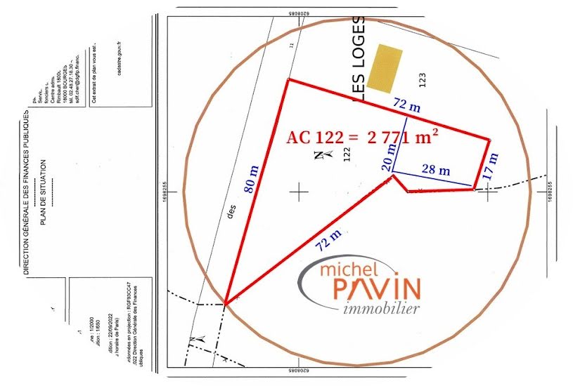  Vente Terrain à bâtir - 2 771m² à Beffes (18320) 