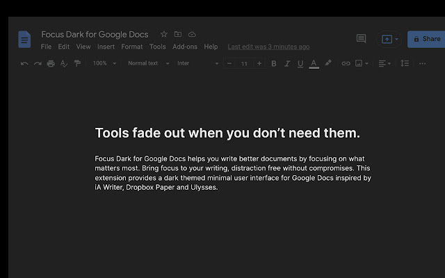 Focus Dark for Google Docs