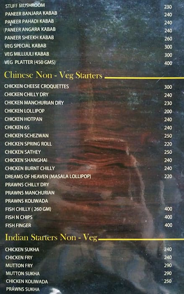 Ocean Grill Restaurant menu 