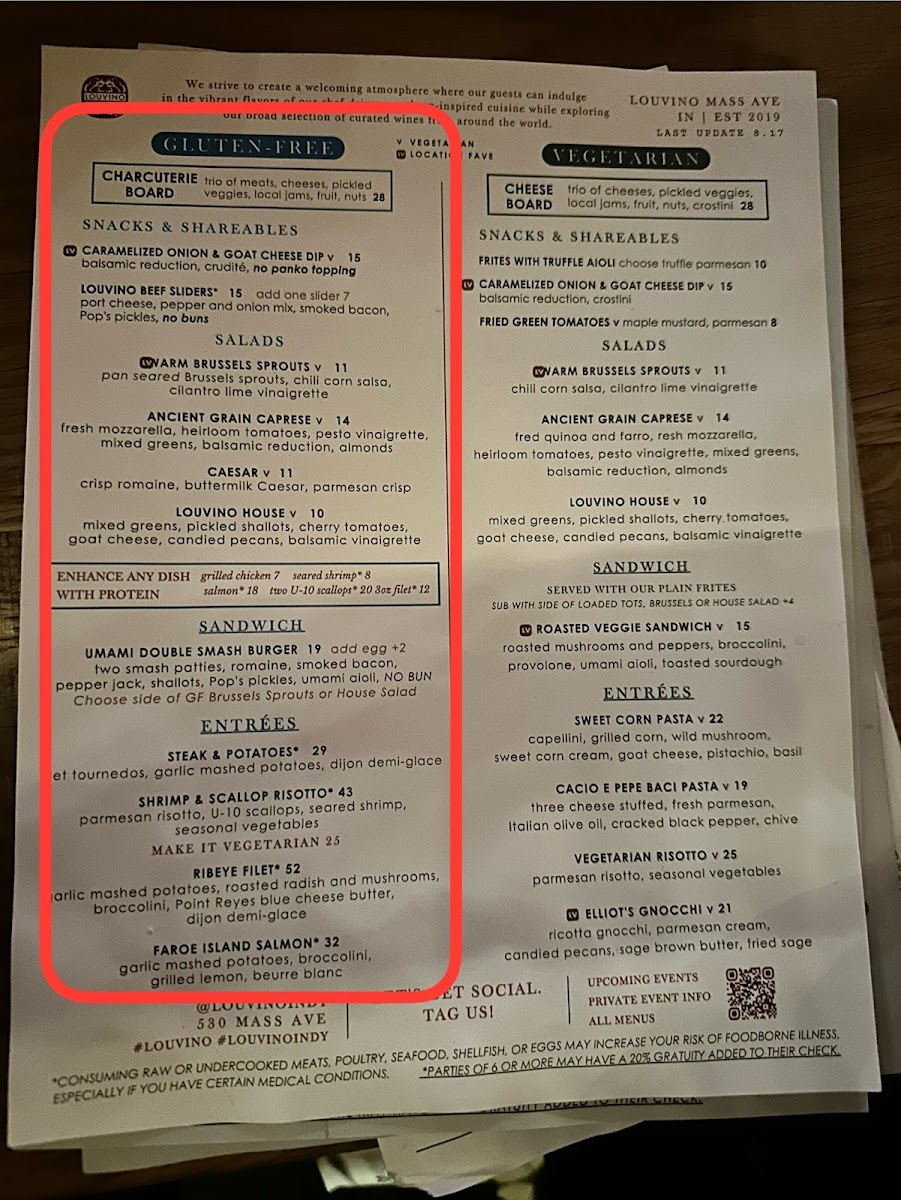 GF menu on left side