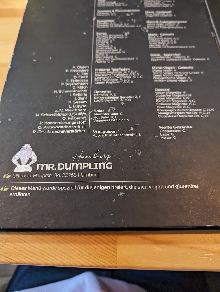 Mr. Dumpling Manti gluten-free menu