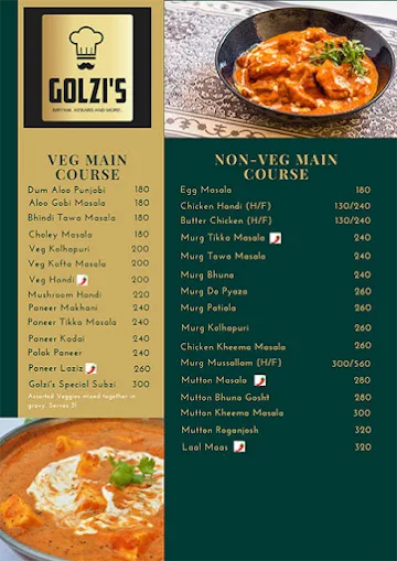 Golzi's menu 