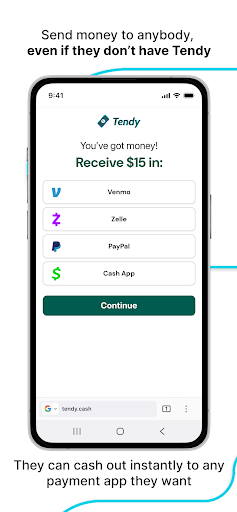 Screenshot Tendy: The Pay-Anyone App
