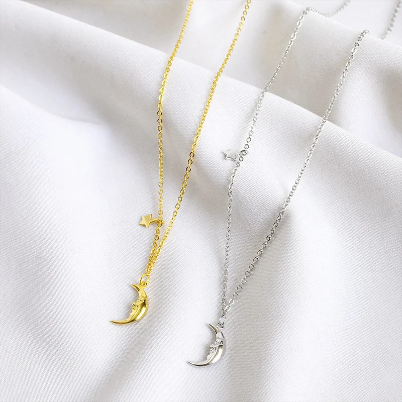 S925 Sterling Zilveren Ster en Maan Ketting. Temperamentvolle Persoonlijkheid. Een stijlvolle ketting die je persoonlijkheid benadrukt. Perfect voor dames.