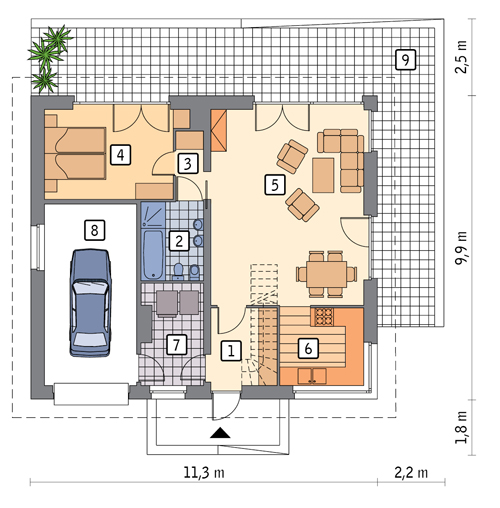 Czterolistna koniczyna - wariant V - C444e - Rzut parteru
