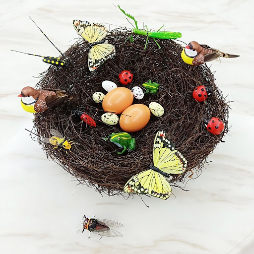 Title 2, Easter Birds Nest Egg Decoration Simulation Cu...