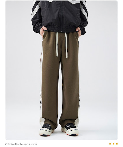 Title 2, Casual Wide Leg Sports Straight Pants Men