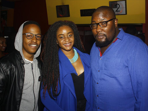 Movie lovers Mwakitele Zablon, Pauline Owidh and DJ Xclusive at the Century Cinemax, Junction. Photo/MOSES MWANGI