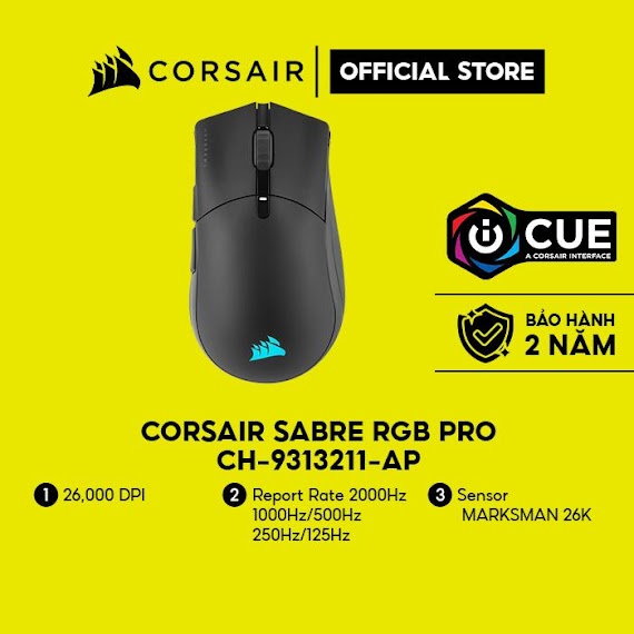 Chuột Không Dây Corsair Sabre Rgb Pro Ch - 9313211 - Ap Hàng Chính Hãng