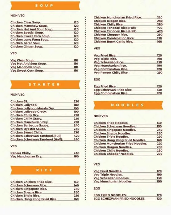 Babubhai Indo-Chinese menu 