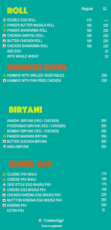 Prithvi Cafe menu 