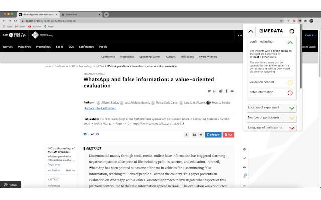 Medata chrome extension