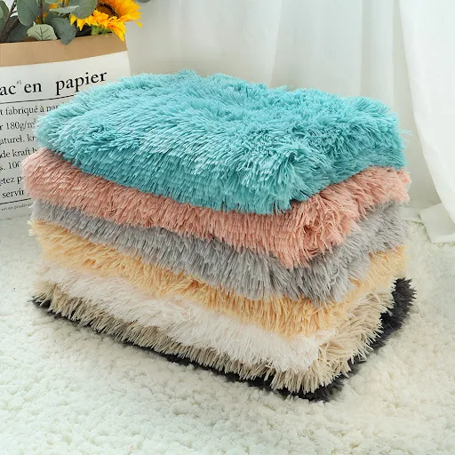 Fluffy Long Plush Pet Blankets Dog Cat Bed Mats Deep Sleeping Soft Thin Covers for Summer Winter Bed Use Blankets Cat Ma