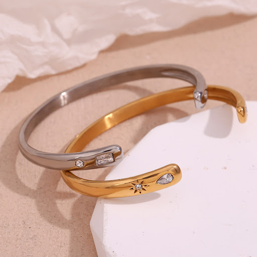 Title 7, Stainless Steel Plated 18K Water Drop Rectangul...