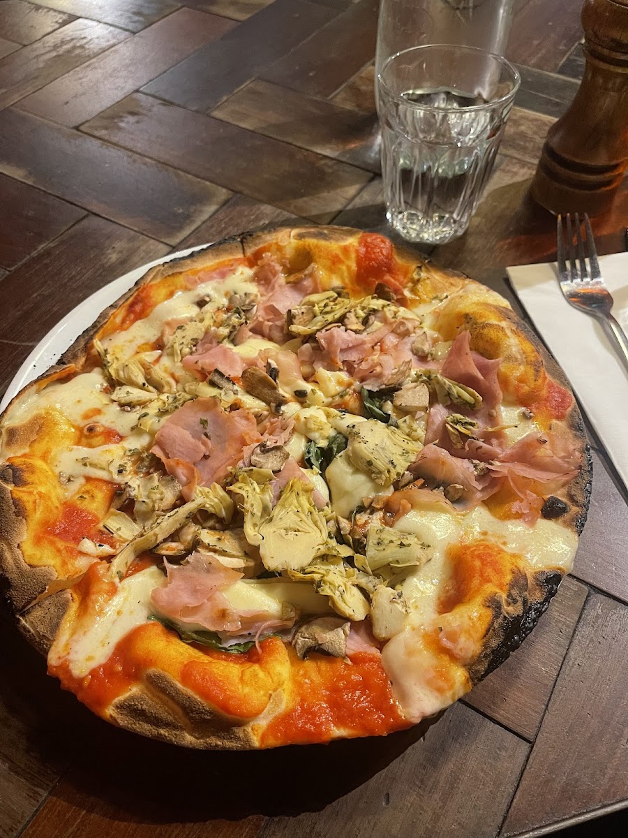 GF base, ham, artichoke and mushroom