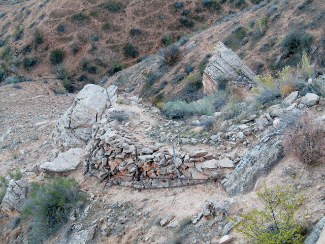 Rock work holding up a portion of the Deadman Trail