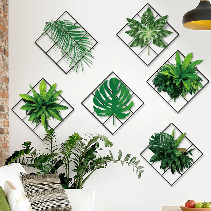 Greenery Grid Wall Stickers for Dorm Bedroom, Entrance, Restaurant Background Decoration. Enhance Your Space with Natura