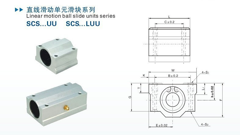 SCS12LUU ลูกปืน Linear Ball Bearing