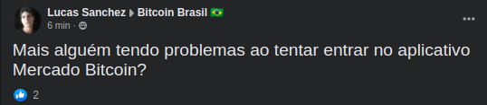 Aplicativo Mercado Bitcoin dando erro