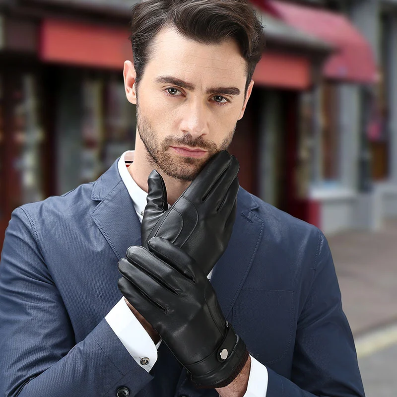 Muške kožne rukavice koje se peru sa Velvet ekranom osetljivim na dodir, tople i elegantne, idealne za zimu.
