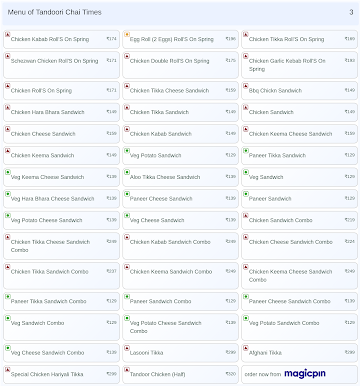 Tandoori Chai Times menu 