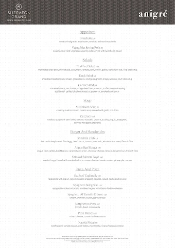 Anigre - Sheraton Grand Jakarta Gandaria City Hotel menu 