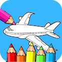 airplane cartoon coloring icon