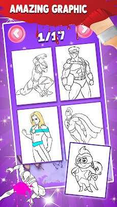 Super Heroes Coloring Pages Glitter & FireWorksのおすすめ画像3