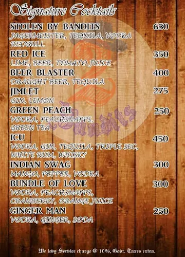 2 Bandits Lounge & Bar menu 