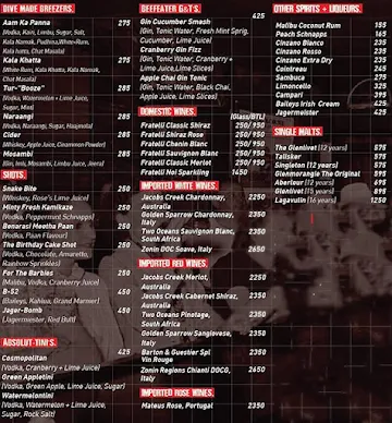 Kalaghoda Dive menu 