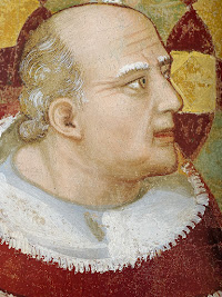 Maso di Banco, Storie di san Silvestro, Il miracolo del toro di San Silvestro (personaggio a destra dell'Imperatore Costantino), Cappella Bardi di Vernio, Santa Croce, Firenze