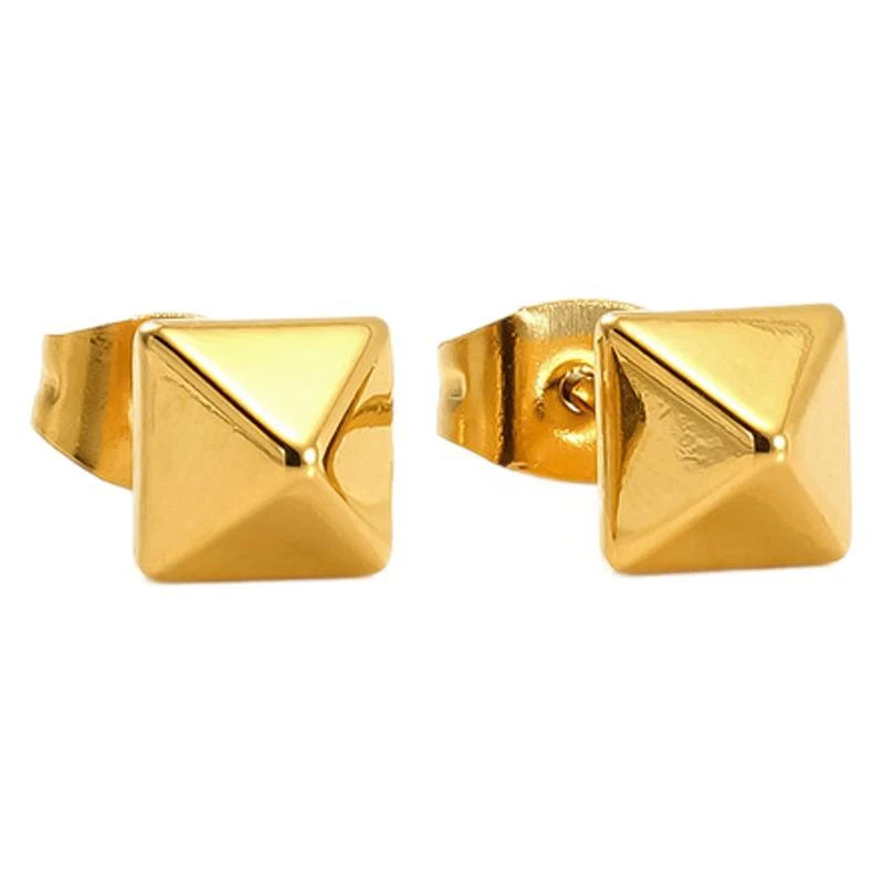 Boucles d'oreilles cloutées tridimensionnelles en acier inoxydable, tendance mode. Un accessoire élégant pour un look unique et audacieux.