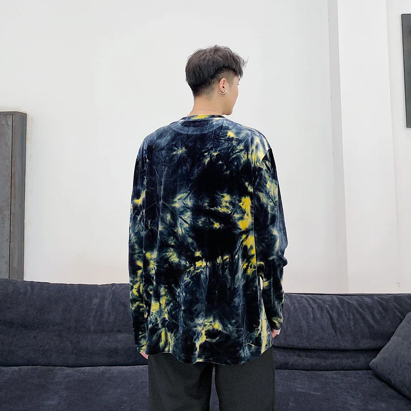 Title 3, Herren Langarm T-Shirt Goldener Samt im Tie-dye...