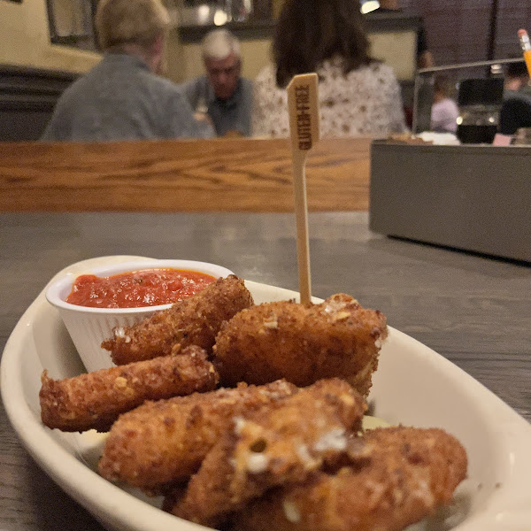 GF fried mozzarella with GF flag