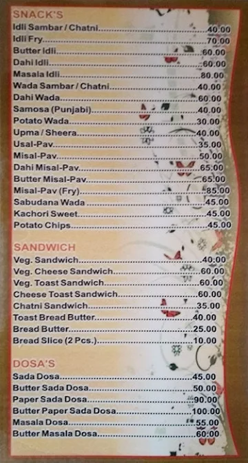 Sainath Refreshment menu 