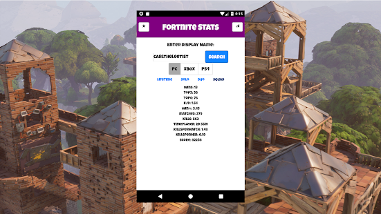 Unofficial Fortnite Stats Screenshot