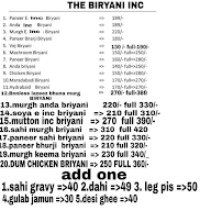 The Biryani Inc menu 2