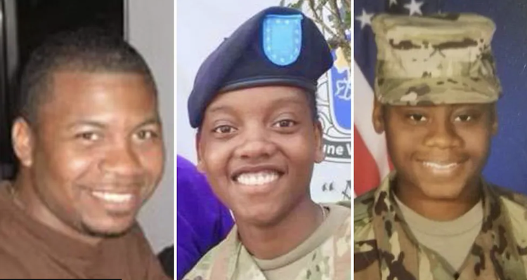 Sergeant William Jerome Rivers, 46, Specialist Kennedy Ladon Sanders, 24 and Specialist Breonna Alexsondria Moffett, 23