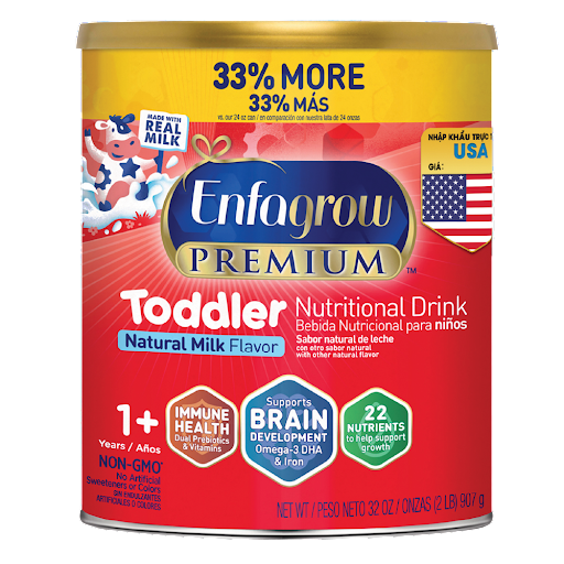 Sữa bột Enfagrow Premium Toddler Hương sữa tự nhiên cho trẻ từ 1-3 tuổi 907g (Date tháng 11/2024)