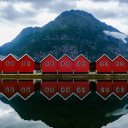 Floating house under the mountain