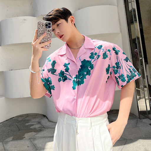 Title 6, Mens Summer Floral Cuban Collar Loose Short Sl...