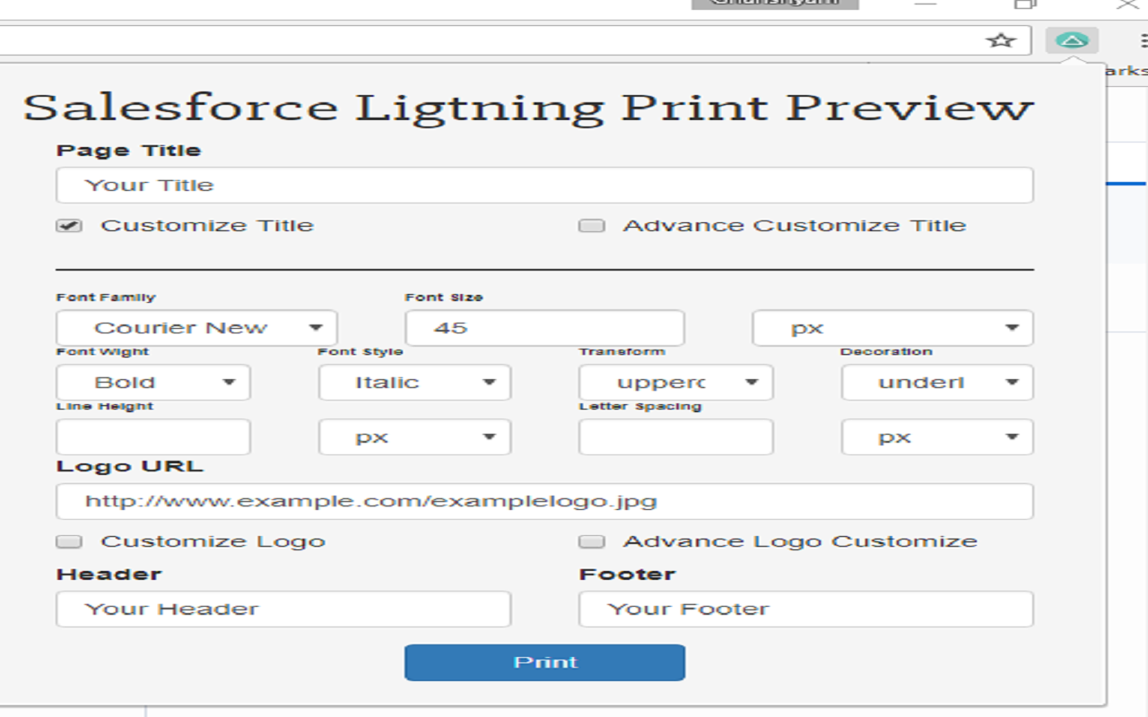 Salesforce Lightning Print Preview Preview image 3