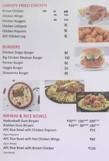 Arabian Fried Chicken menu 