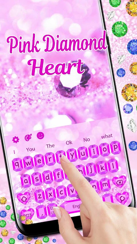 Pink Diamond Heart Gravity Keyboard Themeのおすすめ画像2