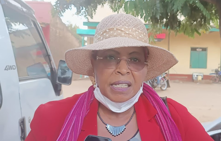 Masinga Jubilee party parliamentary candidate Sheila Mwikali Mutunga speaking to the Star at Masinga town in Machakos County on Thursday, June 2.