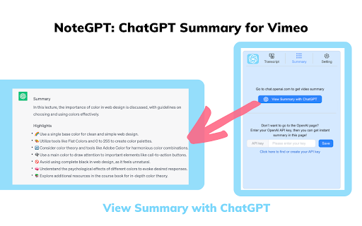 NoteGPT: ChatGPT Summary for Vimeo