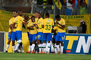 Mamelodi Sundowns players celebrate.