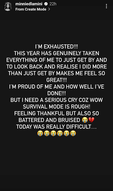 Minnie Dlamini's Instagram story.