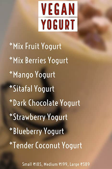 Yoghurt Studio menu 