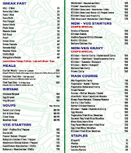 Nesara Gardan. Dhabha. menu 1